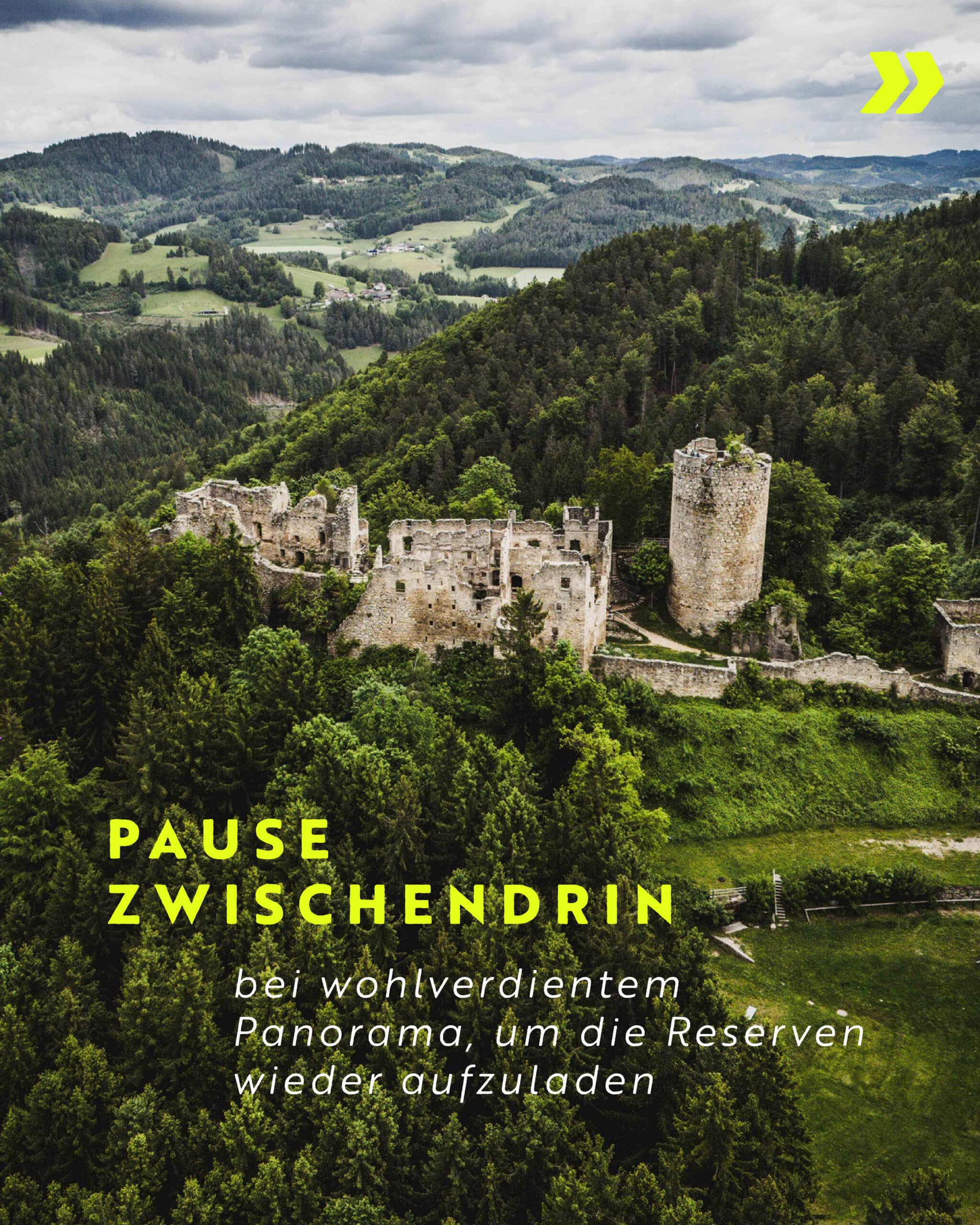 Pausen zwischendrin um das Panorama im Mühlviertel zu genießen