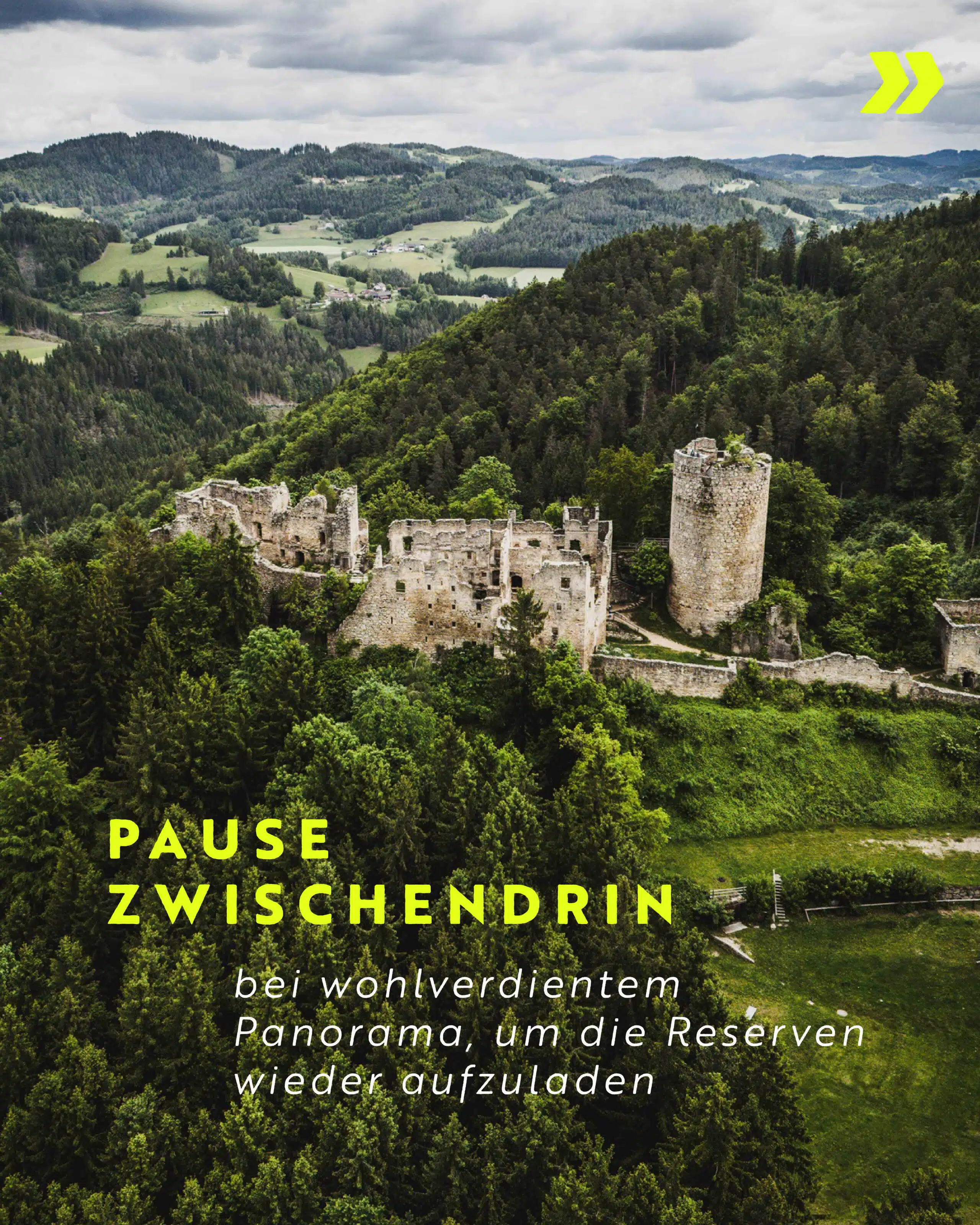 Pausen zwischendrin um das Panorama im Mühlviertel zu genießen